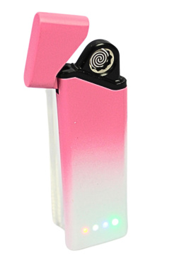 Praktyczna Elektryczna Zapalniczka USB Elegancka Z Kablem Mikro USB RÓŻOWO BIAŁA