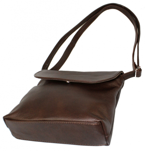 Torebka Skórzana MAGRE (PL) LIDKA Średnia Listonoszka Skóra Naturalna CZEKOLADOWA Z Połyskiem