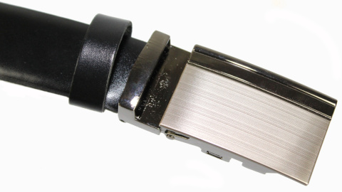 Wizytowy Pasek Skórzany 30 mm COMPLEX (PL) Pełna Klamra AUTOMAT/ZĄBEK Garnitur CZARNY Zaokrąglony AZ30/KAZ65