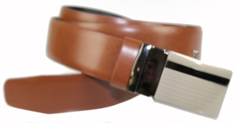 Wizytowy Pasek Skórzany 35 mm COMPLEX (PL) Pełna Klamra AUTOMAT/ZĄBEK Garnitur KONIAKOWY Zaokrąglony AZ35/KAZ12