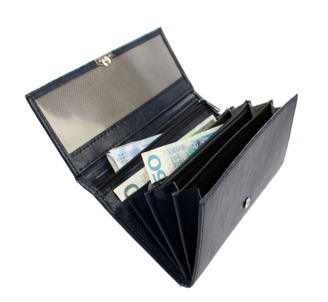 Klasyczny Portfel Damski PolskaGalanteria (PL) Poziomy Duży Skóra Włoska 17x9 cm