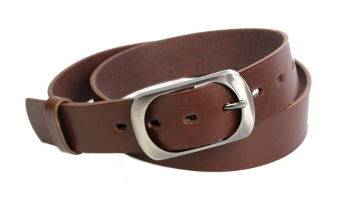 Pasek Damski Skórzany CEZ-MAR (PL) Skóra Naturalna Licowa Gładki 40 mm CIEMNY BRĄZOWY