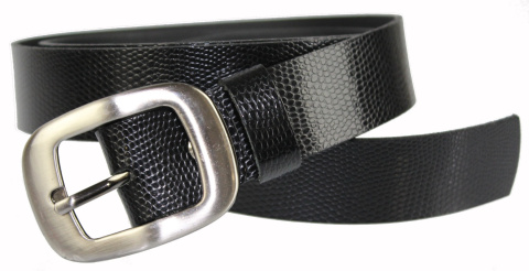 Pasek Damski Skórzany Gładki COMPLEX (PL) 30 mm CZARNY SKÓRA WĘŻA Szerokość Standardowa