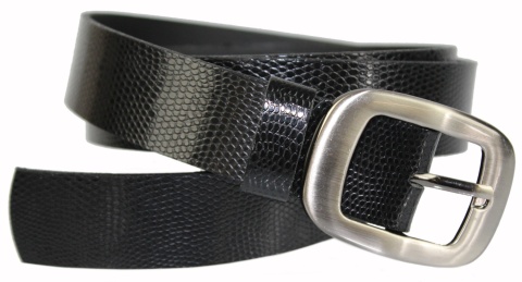 Pasek Damski Skórzany Gładki COMPLEX (PL) 30 mm CZARNY SKÓRA WĘŻA Szerokość Standardowa