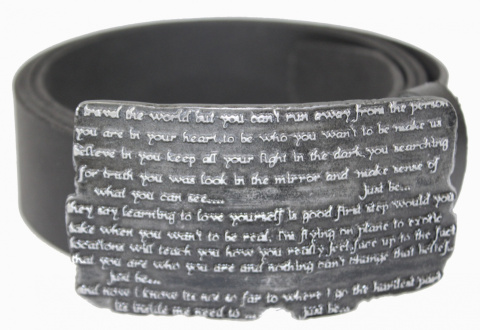 Pasek Skórzany COMPLEX (PL) Skóra Licowa 40 mm Klamra Pełna Na Bolczyk BLASZKA "JUST BE " CBOL40/60