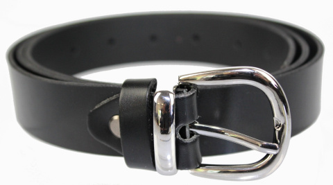 Pasek Damski Skórzany Arucce (PL) Skóra Licowa EXTRA 30 mm CZARNY Metalowa Szlufka