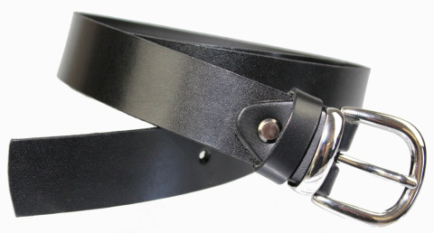 Pasek Damski Skórzany Arucce (PL) Skóra Licowa EXTRA 30 mm CZARNY Metalowa Szlufka