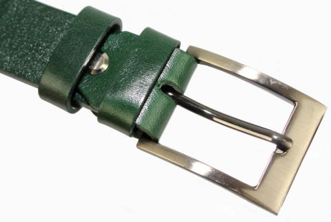 Pasek Skórzany Damski PAS-MAX (PL) Skóra Naturalna EXTRA Gładki 30 mm BUTELKOWA ZIELEŃ k111