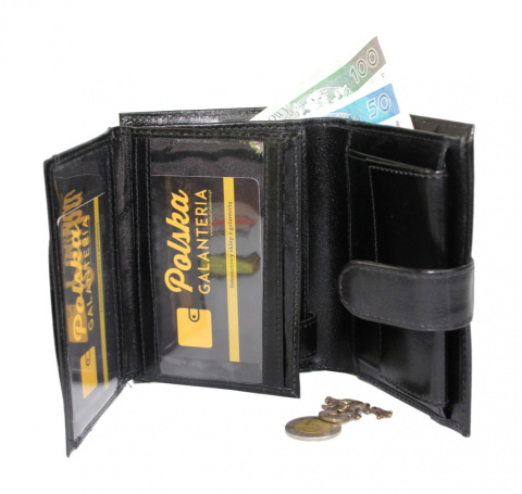 Portfel Męski Skórzany Peterson (PL) Skóra Licowa Duży Pionowy Z Zapięciem Dwa Skrzydełka RFID 348Z 13 x 10 x 3,5 [cm]