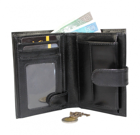 Portfel Męski Skórzany Peterson (PL) Skóra Licowa Duży Pionowy Z Zapięciem Dwa Skrzydełka RFID 348Z 13 x 10 x 3,5 [cm]