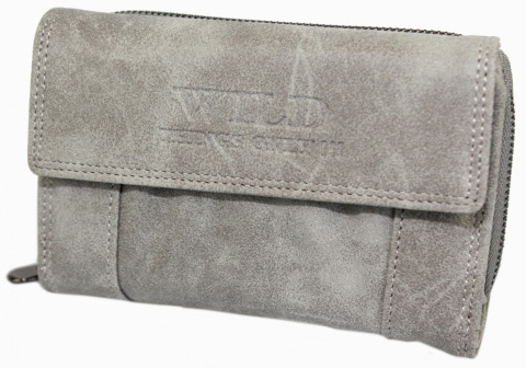 Portfel Damski Skórzany WILD Skóra Naturalna Licowa Surowa Matowa Średni Z Suwakiem Na Zewnątrz 11021 14 x 10 x 3 [cm]