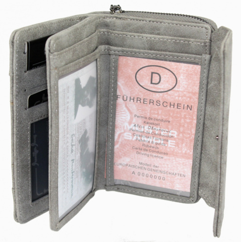 Portfel Damski Skórzany WILD Skóra Naturalna Licowa Surowa Matowa Średni Z Suwakiem Na Zewnątrz 11021 14 x 10 x 3 [cm]