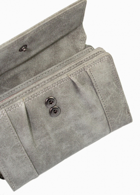 Portfel Damski Skórzany WILD Skóra Naturalna Licowa Surowa Matowa Średni Z Suwakiem Na Zewnątrz 11021 14 x 10 x 3 [cm]