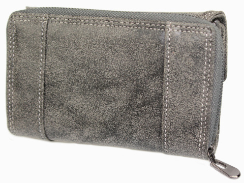 Portfel Damski Skórzany WILD Skóra Naturalna Licowa Surowa Matowa Średni Z Suwakiem Na Zewnątrz 11021 14 x 10 x 3 [cm]