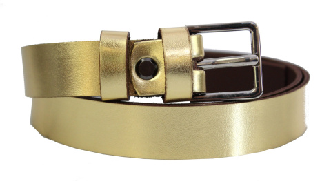 Pasek Damski Skórzany Arucce (PL) Skóra Licowa EXTRA Gładki 25 mm ZŁOTY