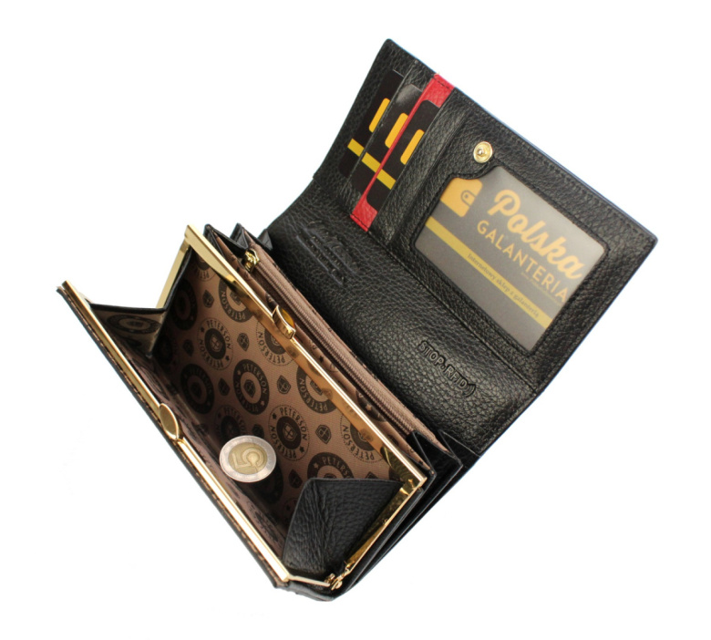 PETERSON Peterson damesportemonnee, ruim, elegant, gelakt leer, gouden