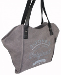 Torebka Skórzana Jennifer Jones Shopper Bag CANVAS Z Elementami Skórzanymi GRAFITOWO-BEŻOWA JJ4557