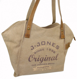 Torebka Skórzana Jennifer Jones Shopper Bag CANVAS Z Elementami Skórzanymi SŁOMIANY JJ4557