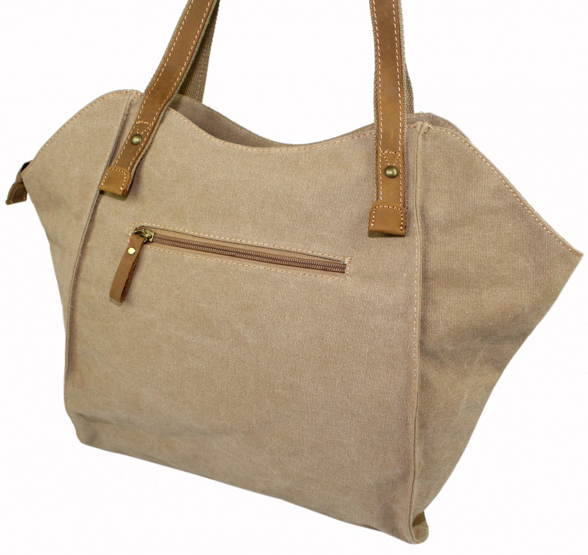 Torebka Skórzana Jennifer Jones Shopper Bag CANVAS Z Elementami Skórzanymi SŁOMIANY JJ4557
