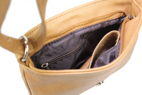 Torebka Skórzana MAGRE (PL) EWA Mała Listonoszka Skóra Naturalna SUROWA SKÓRA TOFFI