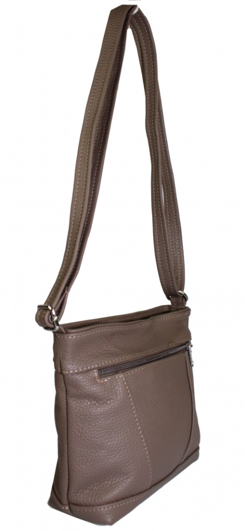 Torebka Skórzana MAGRE (PL) MARLENA Mała Listonoszka Skóra Naturalna KAWA Z MLEKIEM