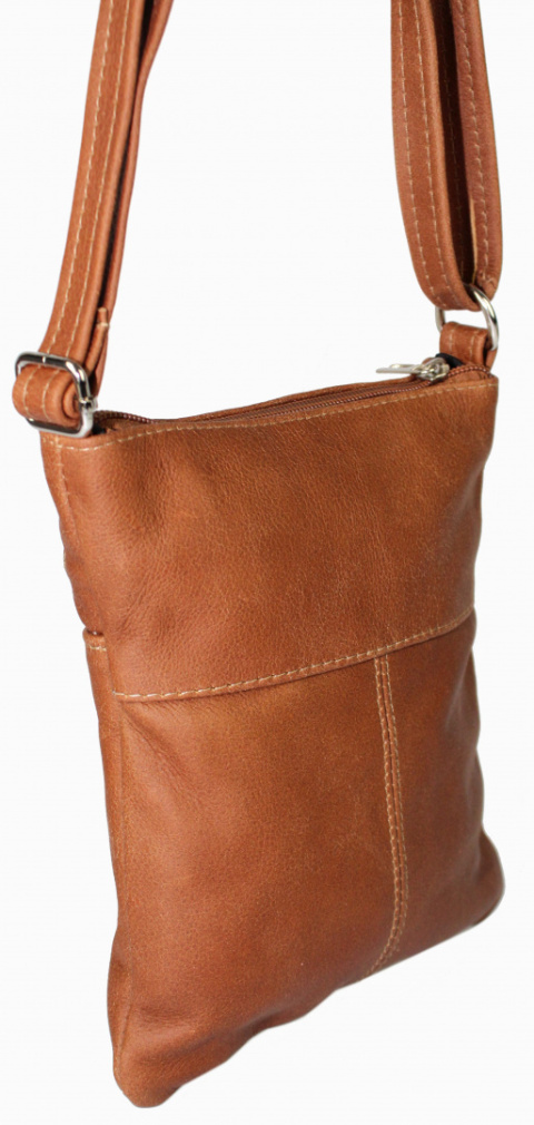 Torebka Skórzana MAGRE (PL) MEGI Mała Listonoszka Skóra Naturalna JASNY BRĄZ