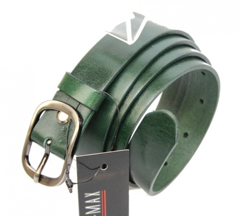 Pasek Damski Skórzany PAS-MAX (PL) Skóra Licowa EXTRA Gładki 30 mm CIEMNY ZIELONY K111