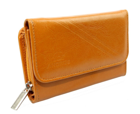 Portfel Damski Skórzany ANDRUS (PL) 14 cm Suwak Skóra Naturalna Wzór II RIFD 14,5 x 9 x 3 [cm]