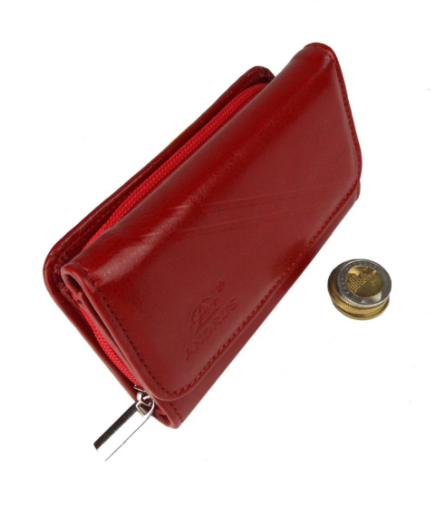 Portfel Damski Skórzany ANDRUS (PL) 14 cm Suwak Skóra Naturalna Wzór II RIFD 14,5 x 9 x 3 [cm]