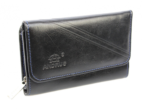 Portfel Damski Skórzany ANDRUS (PL) 14 cm Suwak Skóra Naturalna Wzór II RIFD 14,5 x 9 x 3 [cm]