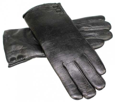 Skórzane Ocieplane Rękawiczki Damskie VIKERS Ze Skóry Naturalnej CZARNE Rozmiar 8 1/2 