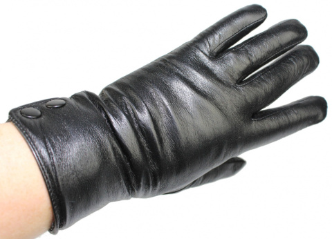 Skórzane Ocieplane Rękawiczki Damskie VIKERS Ze Skóry Naturalnej CZARNE Rozmiar 8 1/2 