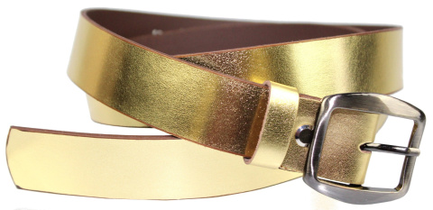 Pasek Damski Skórzany Gładki COMPLEX (PL) 30 mm ZŁOTY Szerokość Standardowa