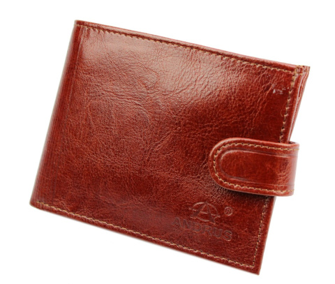 Portfel Męski Skórzany ANDRUS (PL) Skóra Licowa Duży Poziomy Z Zapięciem Jedno Skrzydełko Do Góry RFID 13 x 10 x 2,5 [cm]