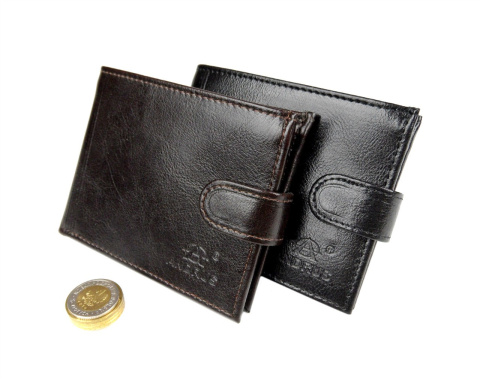 Portfel Męski Skórzany ANDRUS (PL) Skóra Licowa Duży Poziomy Z Zapięciem Jedno Skrzydełko Do Góry RFID 13 x 10 x 2,5 [cm]