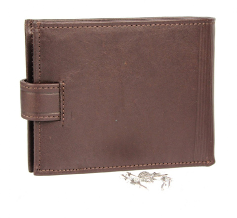 Portfel Męski Skórzany ANDRUS (PL) Skóra Licowa Duży Poziomy Z Zapięciem Jedno Skrzydełko Do Góry RFID 13 x 10 x 2,5 [cm]