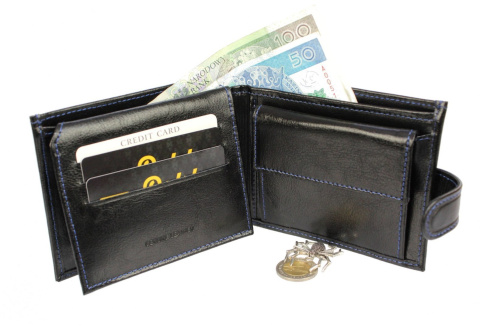 Portfel Męski Skórzany ANDRUS (PL) Skóra Licowa Duży Poziomy Z Zapięciem Jedno Skrzydełko Do Góry RFID 13 x 10 x 2,5 [cm]