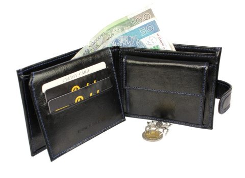 Portfel Męski Skórzany ANDRUS (PL) Skóra Licowa Duży Poziomy Z Zapięciem Jedno Skrzydełko Do Góry RFID 13 x 10 x 2,5 [cm]