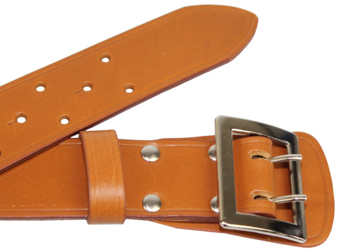 Wojskowy Pas Męski Skórzany OFICER RUBIN (PL) Skóra Licowa JASNY BRĄZOWY Super Wytrzymały Z Płytką PO45B XXL NADWYMIAR