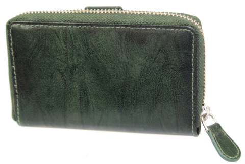 Portfel Damski Skóra Naturalna El Forrest Średni Z Suwakiem Piórnik 821 18 RFID ZIELONY 13,5 x 8,5 x 3,5 [cm]