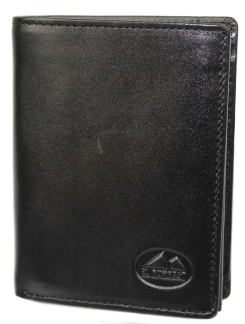 Portfel Męski Skórzany EL FORREST Skóra Bydlęca Mały Pionowy Z Zapięciem Dwa Skrzydełka CZARNY RFID 234 67 10,5 x 8,5 x 3 [cm]