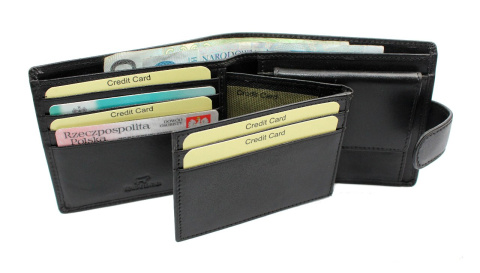 Portfel Męski Skórzany EL FORREST Średni Poziomy Z Zapięciem Z Wyciąganą Wkładką CZARNY RIFD 875 67 12 x 10 xm 3,5 [cm]