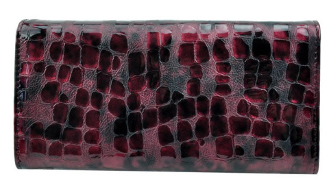 Portfel Damski Skórzany GREGORIO Długi Max Z Klamrą Lakierowany FS-100 WIŚNIOWY RFID 18,5 x 9,5 x 3,5 [cm]