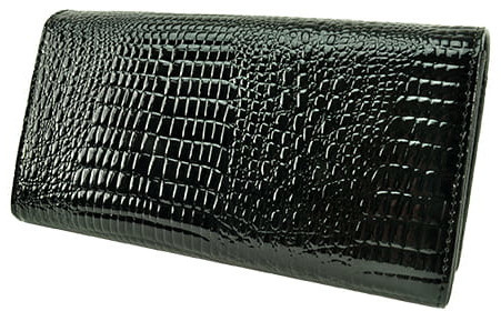 Portfel Damski Skórzany GREGORIO Długi Max Z Klamrą Lakierowany GF-100 CZARNY RFID 18,5 x 9,5 x 3,5 [cm]