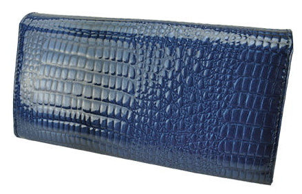 Portfel Damski Skórzany GREGORIO Długi Max Z Klamrą Lakierowany GF-100 NIEBIESKI RFID 18,5 x 9,5 x 3,5 [cm]