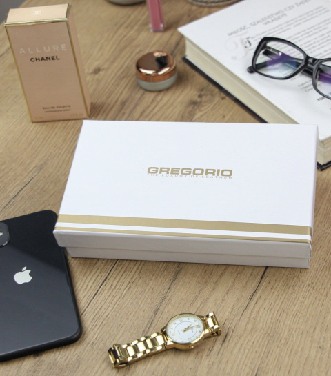 Portfel Damski Skórzany GREGORIO Długi Max Z Klamrą Lakierowany LN-100 NIEBIESKI RFID 18,5 x 9,5 x 3,5 [cm]