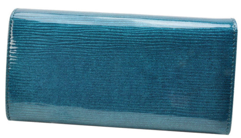 Portfel Damski Skórzany GREGORIO Długi Max Z Klamrą Lakierowany LN-100 NIEBIESKI RFID 18,5 x 9,5 x 3,5 [cm]