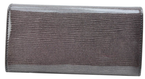 Portfel Damski Skórzany GREGORIO Długi Max Z Klamrą Lakierowany LN-100 SZARY RFID 18,5 x 9,5 x 3,5 [cm]