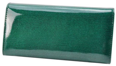 Portfel Damski Skórzany GREGORIO Długi Max Z Klamrą Lakierowany LN-100 ZIELONY RFID 18,5 x 9,5 x 3,5 [cm]