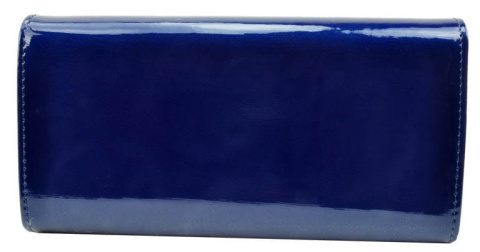 Portfel Damski Skórzany GREGORIO Długi Max Z Klamrą Lakierowany ZLL-100 NIEBIESKI RFID 18,5 x 9,5 x 3,5 [cm]